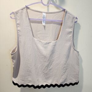 B Cream Sleeveless Top with Black Trim Size XL